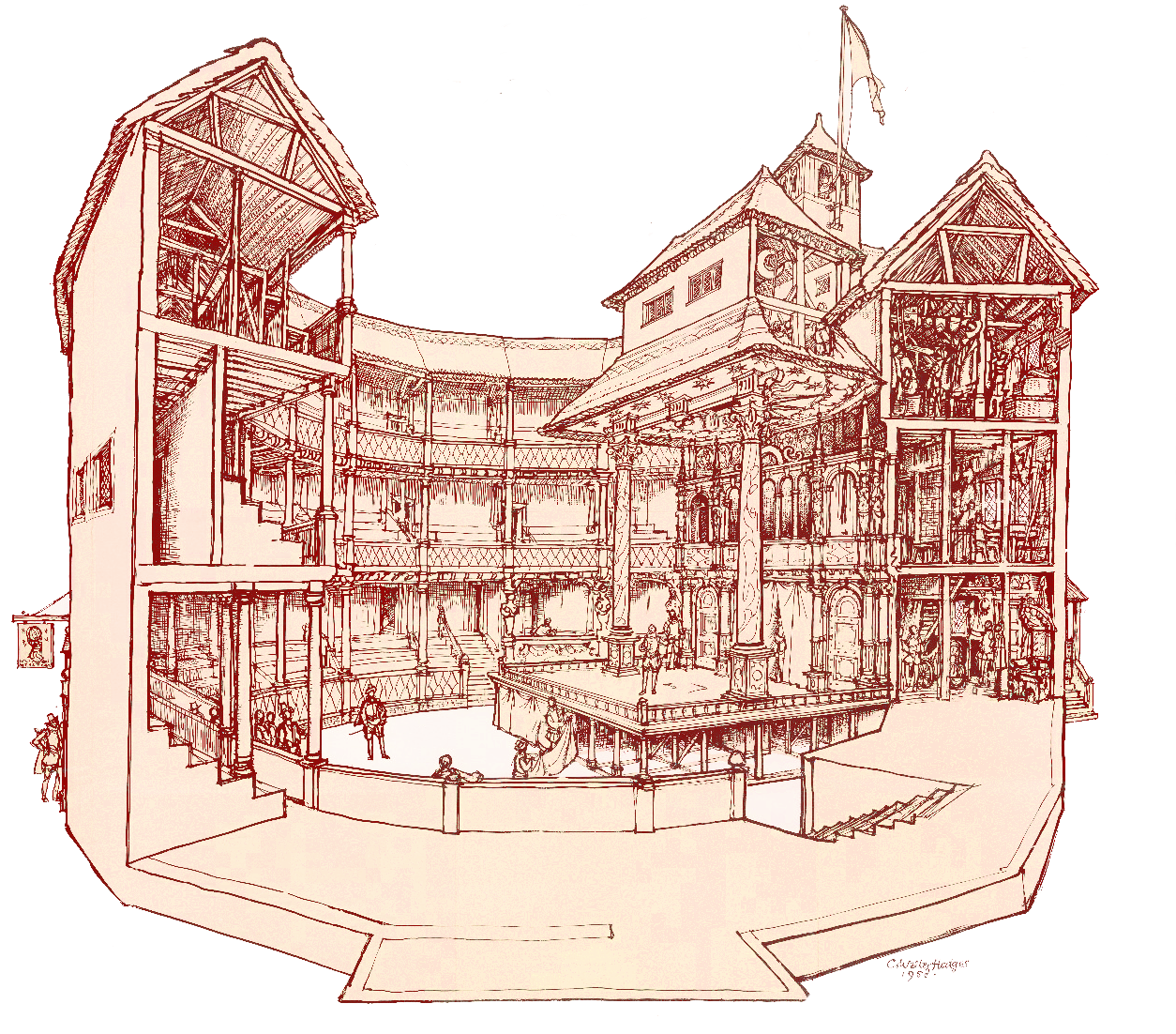 globe theater drawing.