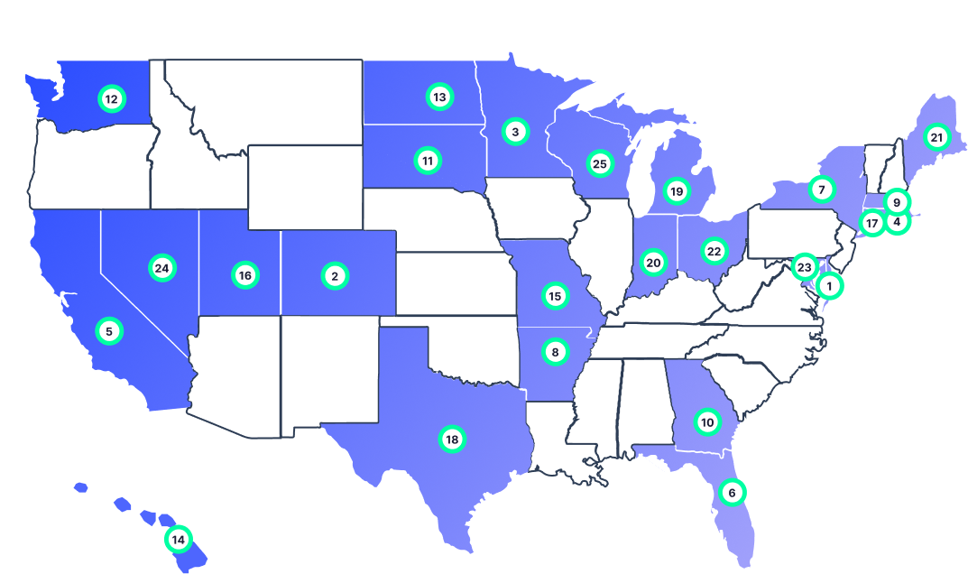 Best interior design jobs by concentration U.S. map