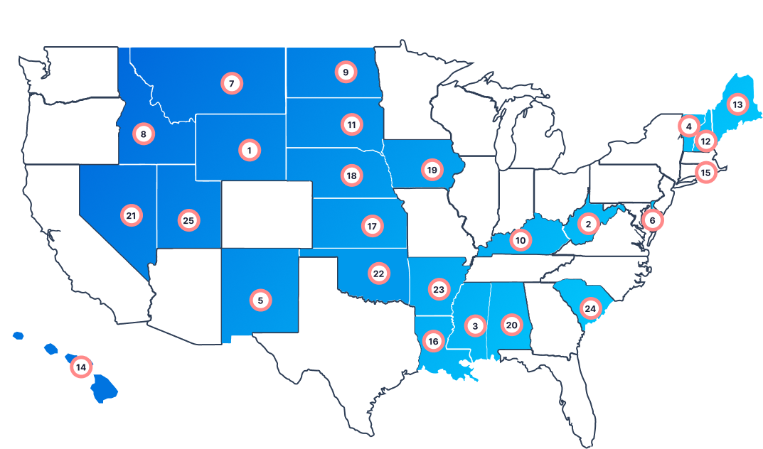 Worst Interior design Jobs U.S. Map