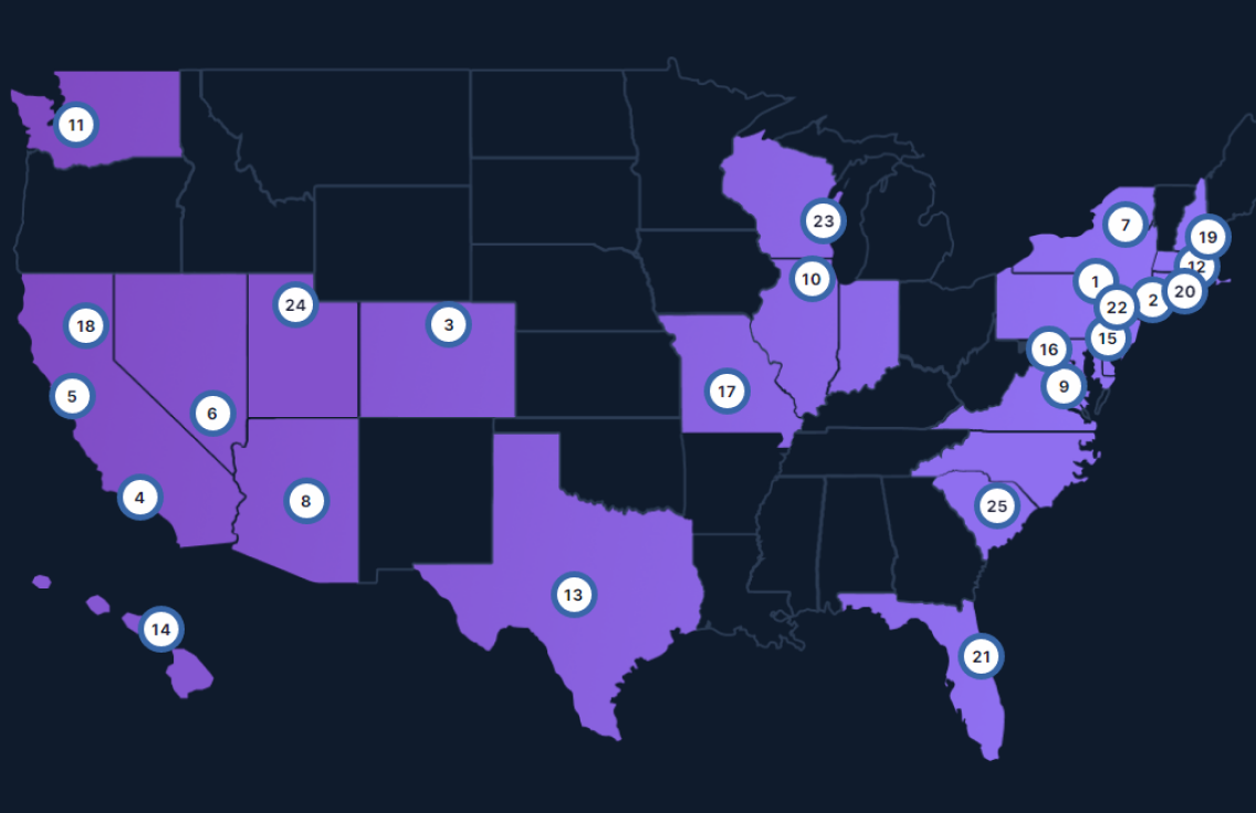 Average actor wage by hour U.S. Map