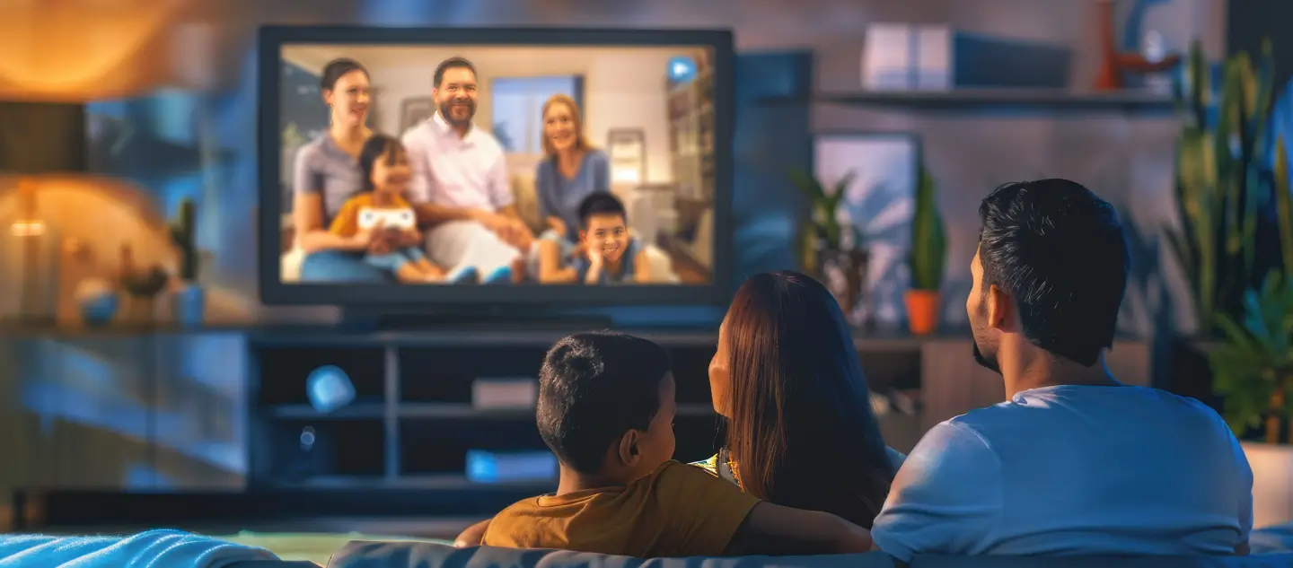 family watching movie on tv - img new
