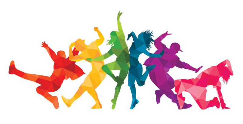 colorful dancing silhouettes