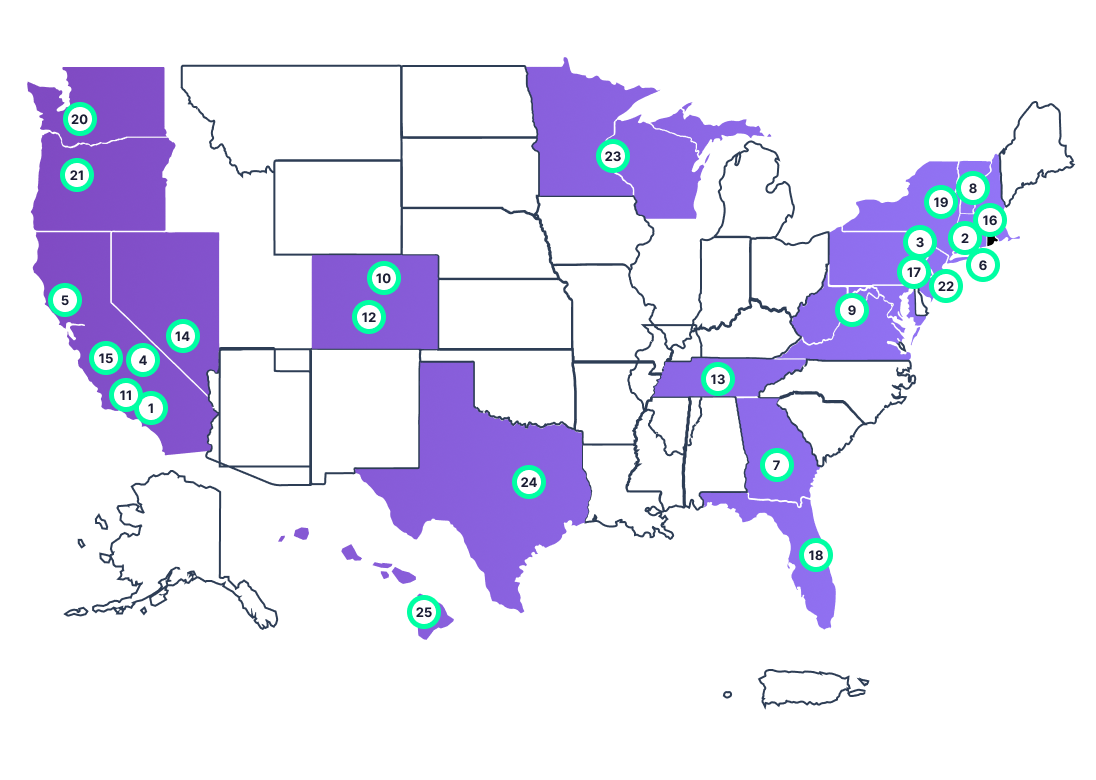 Top Metro wages by State U.S. Map
