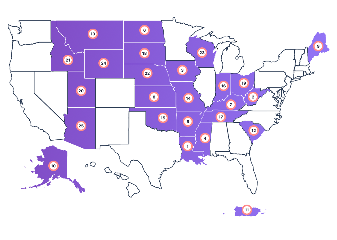 worst states that pay 25 per hour