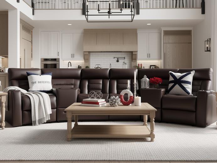 brown flex curved sectional