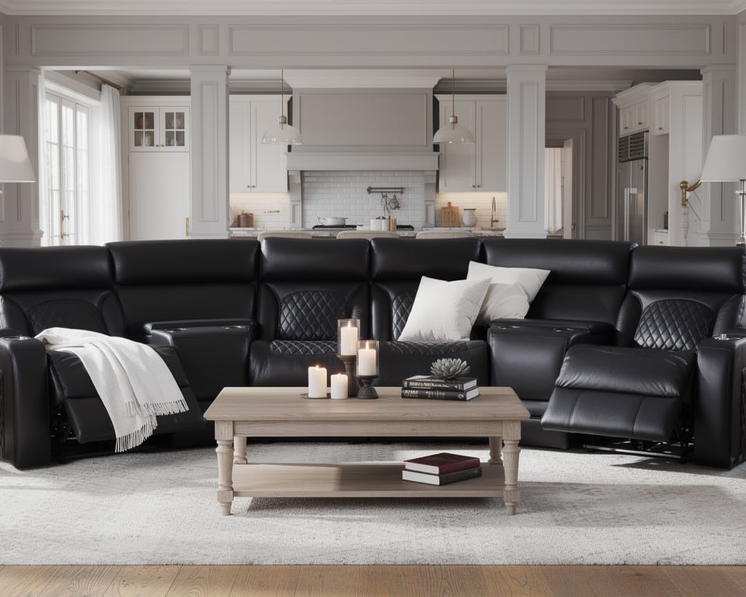 black bliss curved sectional sofa