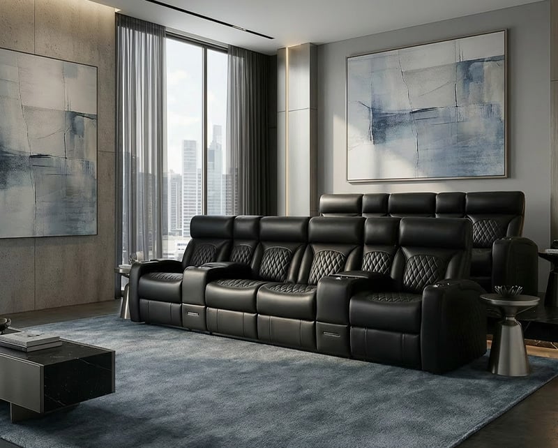 Bliss 4-seat sofa in black leather