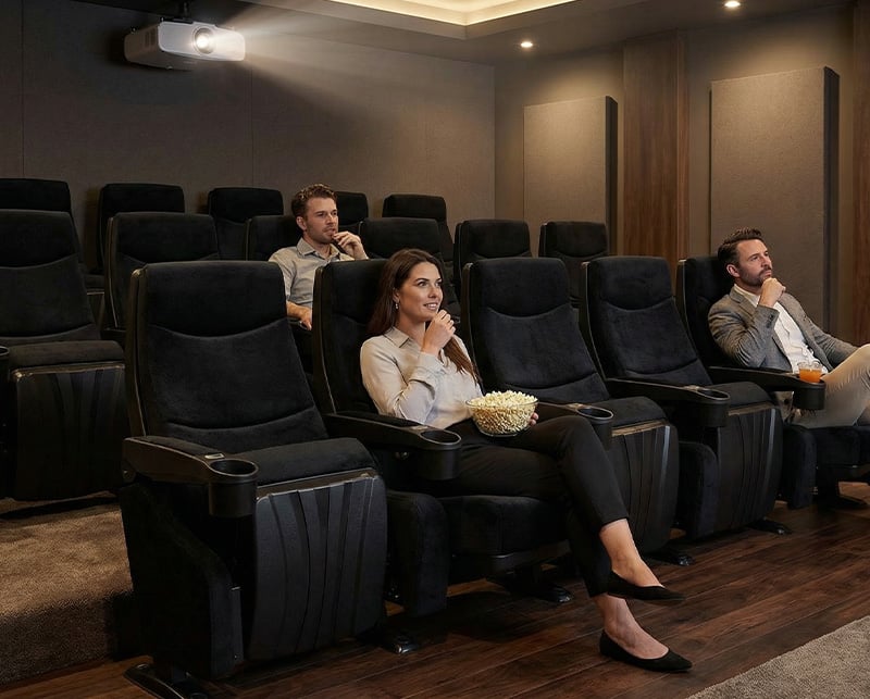 Venue theater seats in black fabric