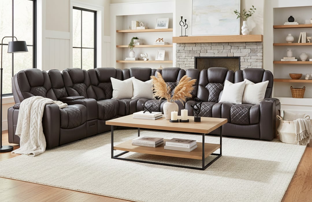 Vega oversized sectional in black