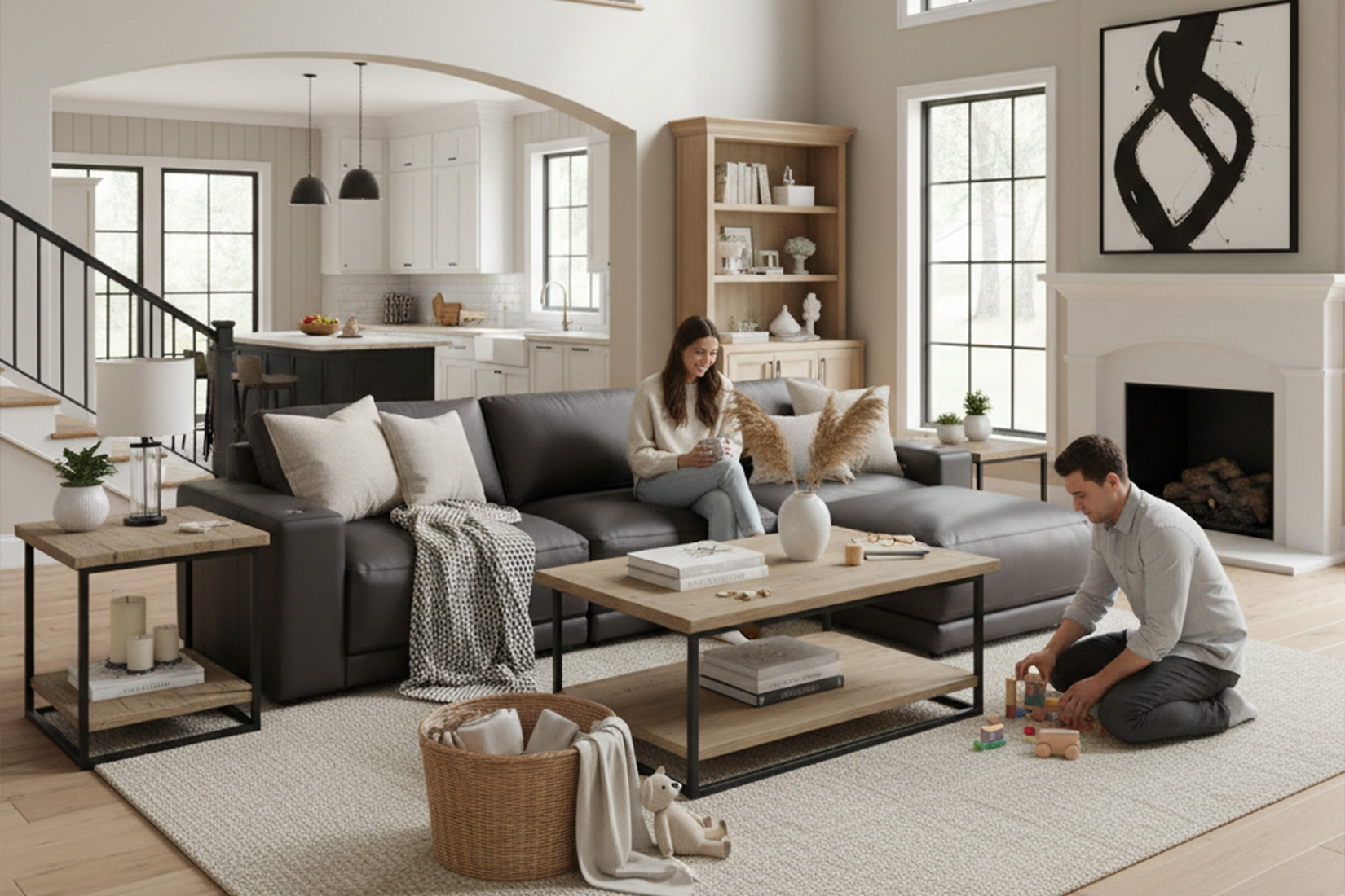 brown metro small stationary sectional