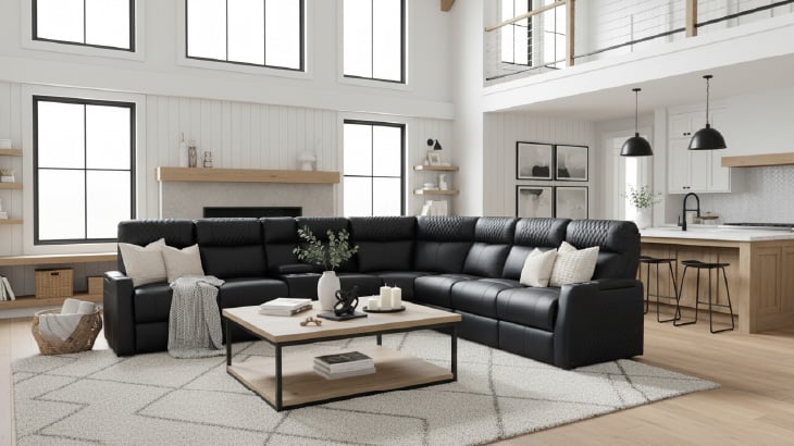 solace sectional in black