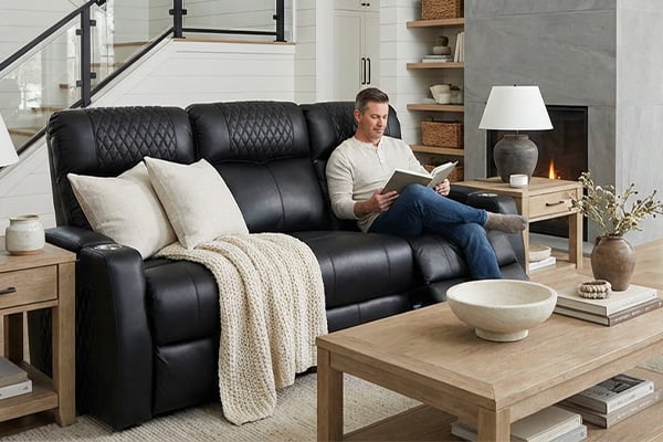 solace 3-seat sofa in black