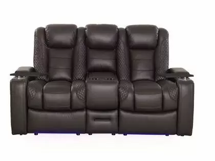 Heat Massage Sofa And Loveseat Sets, Medium Brown Leather Recliner Sofa