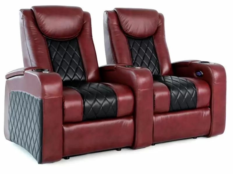 Octane Azure Red And Black Single, Leather Reclining Theater Sofa Set