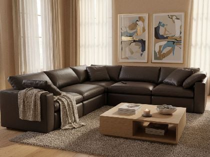 Aria Modular 5-Seat L-Shaped Sectional in Premium Italian Leather