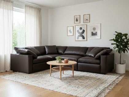Aria Modular L-Shaped 4-Seat Sectional in Premium Italian Leather