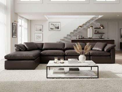 Aria Modular 4-Seat Sectional with Ottoman in Premium Italian Leather