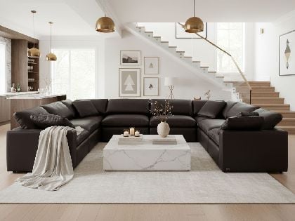 Aria Modular 8-Seat U-Shaped Sectional in Premium Italian Leather