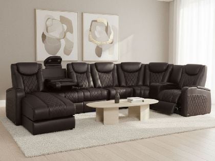 Azure LHR Brown Leather Sectional