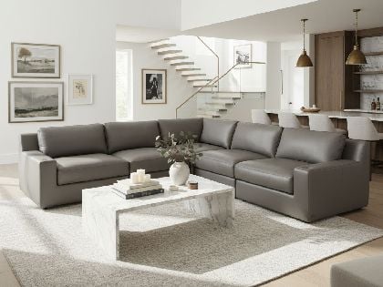 Metro Modular 5-Seat L-Shaped Sectional in Premium Italian Leather