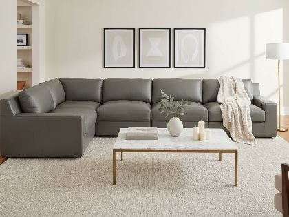 Metro Modular L-Shaped 5-Seat Sectional in Premium Italian Leather
