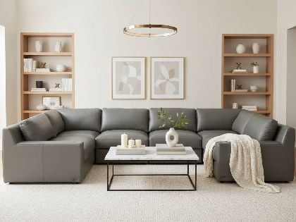 Metro Modular 6-Seat U-Shaped Sectional in Premium Italian Leather