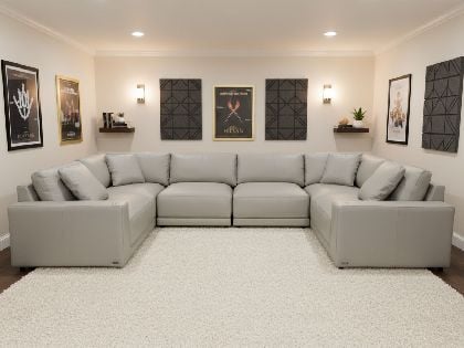 Mirage Modular 6-Seat U-Shaped Sectional in Premium Italian Leather