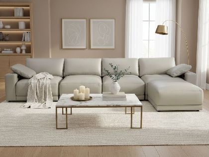 Mirage Modular 4-Seat Sectional with Ottoman in Premium Italian Leather