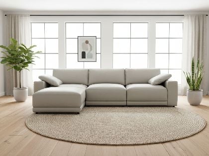 Mirage Modular 3-Seat Sectional with Ottoman in Premium Italian Leather