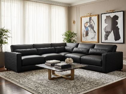 Sky Modular 5-Seat L-Shaped Sectional in Premium Italian Leather