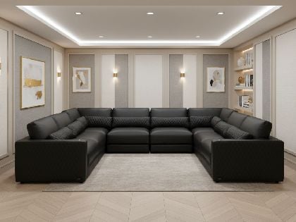 Sky Modular 8-Seat U-Shaped Sectional in Premium Italian Leather