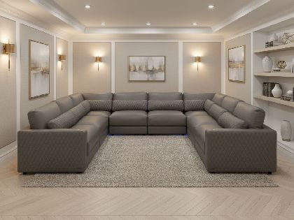 Sky Modular 8-Seat U-Shaped Sectional in Premium Italian Leather
