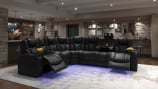 Octane Vega Power Black Big Tall Sectional with Tables Storage Charging