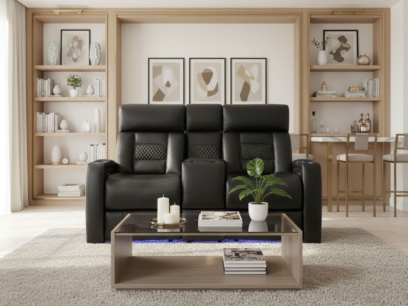 Octane Seating Flex HR Loveseat with Storage Console | Power