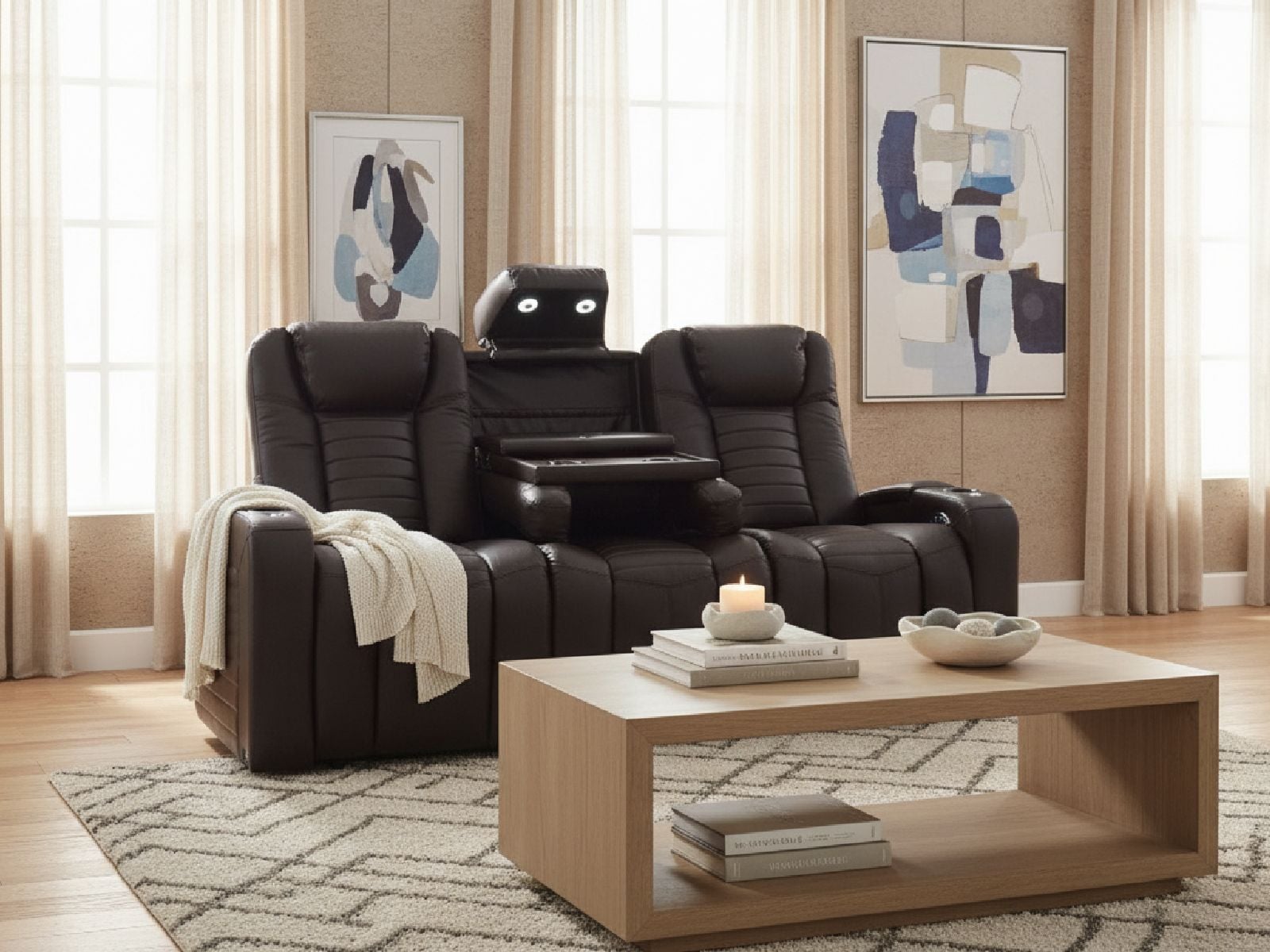 Octane Oasis LHR Power Reclining Sofa with Heat & Massage | Brown