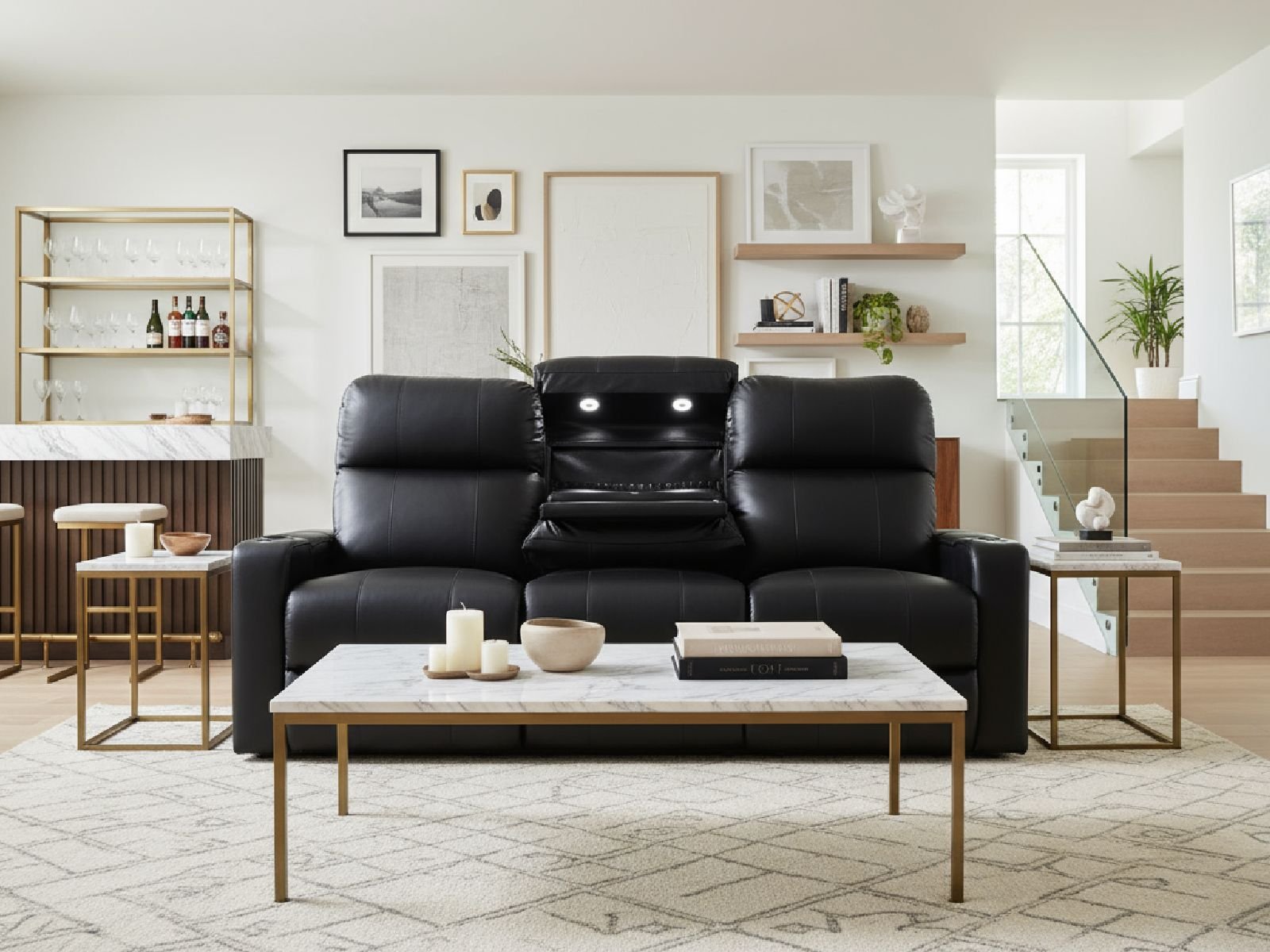 Relax Form LEATHERTEX TREVISO ① Octane Seating Turbo XL700 Sofa with Middle Drop Down Table