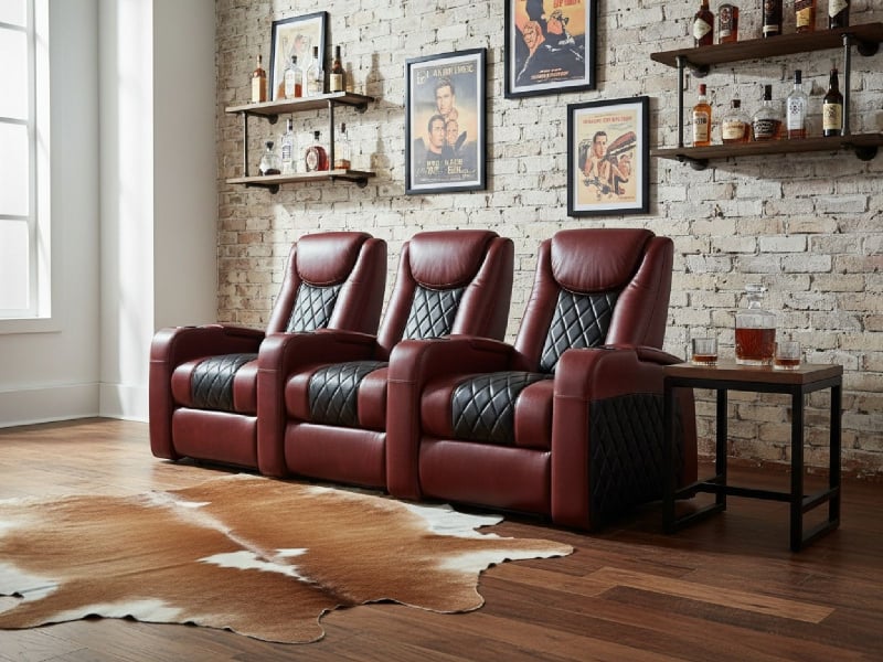 Octane Azure | Red and Black | Single Power Recliner | Accessory Dock