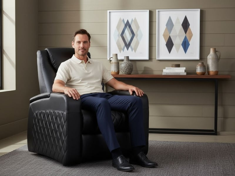 Azure LHR Power Recliner | Black | Italian Leather | Deep Arm