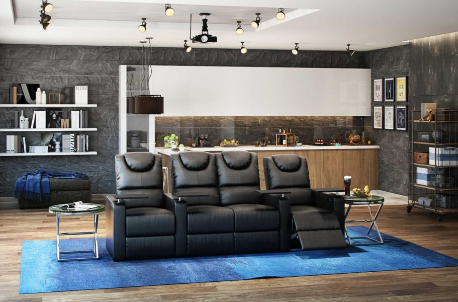 THEATRE PRODUCTS - a Octane Excel XS800 | Home Theater Seating | Black Bonded Leather