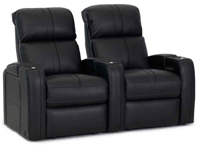 Octane Flash HR Theater Seating On Sale Power Recline Power Headrest Black Italian Luxe Leather
