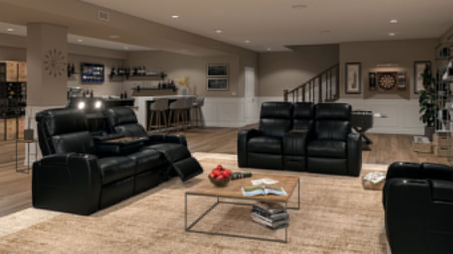 Octane Seating Flash HR Power Reclining Sofa | Drop Down Table