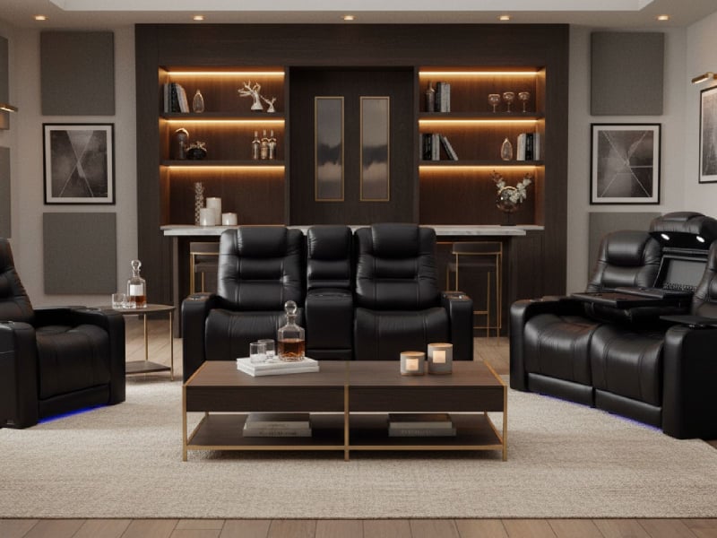 Octane Seating Nero XL Max Sofa with Middle Drop Down Table | Black