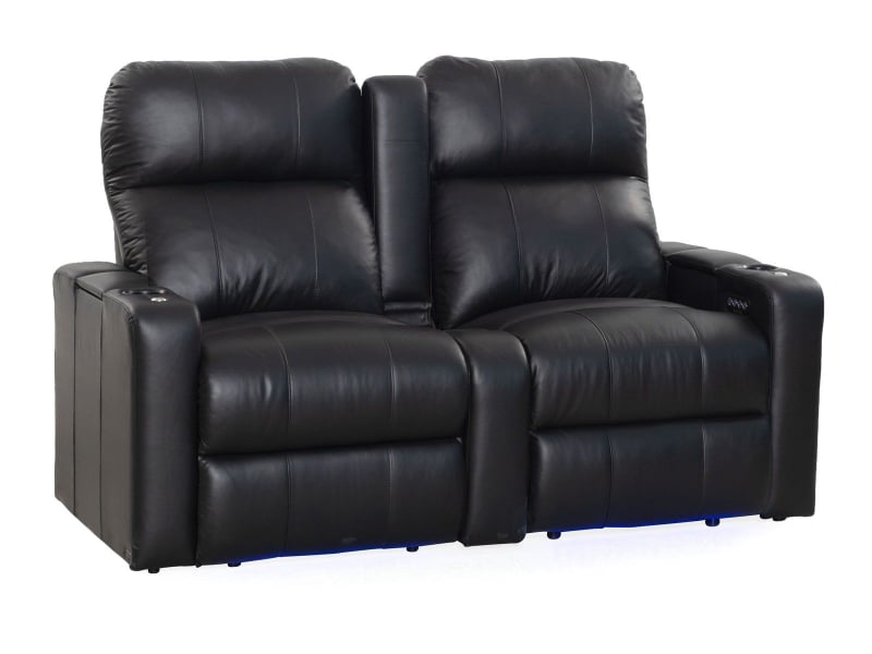 Octane Seating Turbo XL700 Theater Seating Flip Up Arms Power Recline Black Italian Luxe Leather