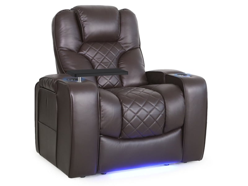 Octane Seating Vega LHR Max Individual Recliner in Brown Leather Big Tall Power Recline Lumbar Support TheaterSeatStore in 1 Chair