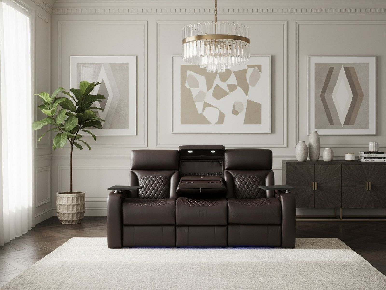 Octane Bliss LHR Power Reclining Sofa with Heat & Massage | Brown