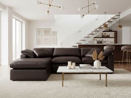 Aria Modular 3-Seat Sectional with Ottoman in Premium Italian Leather