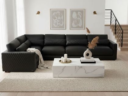 Sky Modular L-Shaped 5-Seat Sectional in Premium Italian Leather