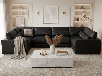 Sky Modular 6-Seat U-Shaped Sectional in Premium Italian Leather