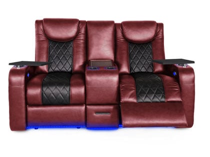 octane azure double recliner chair in leather