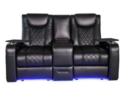 power reclining loveseat in genuine black leather